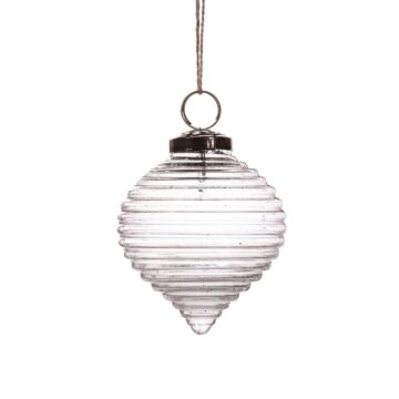 Clear Recycled Glass Rippled Bauble