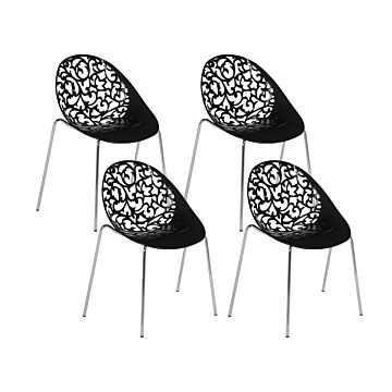 Set Of 4 Dining Chairs Black Plastic Cut Out Modern Beliani