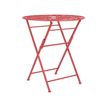 Garden Bistro Table Red Iron Foldable Outdoor Uv Rust Resistance French Retro Style Beliani