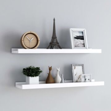 Vidaxl Picture Frame Ledge Shelves 2 Pcs White 80x9x3 Cm Mdf