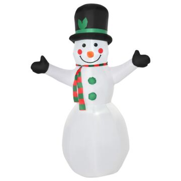 Homcom 1.8m Inflatable Snowman Decoration, Polyester-white