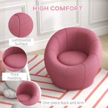 Homcom Modern Accent Chair, Swivel Upholstered Armchair For Living Room, Pink