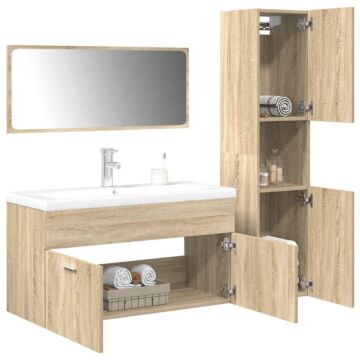 Vidaxl 4 Piece Bathroom Furniture Set Sonoma Oak Engineered Wood