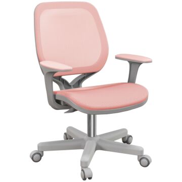 Vinsetto Office Chair, Breathable Mesh Swivel Desk Chair With Adjustable Height And 360° Swivel Security Wheels For Home Office, Study, Pink