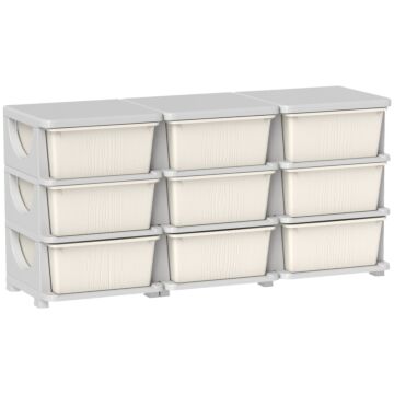 Homcom Kids Storage Unit, With Nine Drawers - Cream