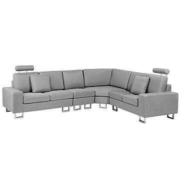 Corner Sofa Light Grey Fabric Upholstery Left Hand Orientation With Adjustable Headrests Beliani