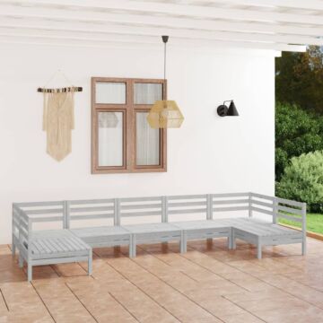 Vidaxl 7 Piece Garden Lounge Set White Solid Wood Pine