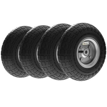 Outsunny Set Of 4 Pneumatic Wheels, 10" Wheelbarrow Wheels Replacement For Barn Carts, Hose Carts, Garden Carts, Sack Trucks, Black