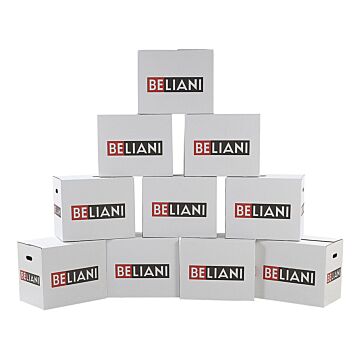Set Of 10 Moving Boxes White Eb Corrugated Cardboard 55 X 35 X 45 Cm With Beliani Logo Storage Box Folding Cardboard Beliani