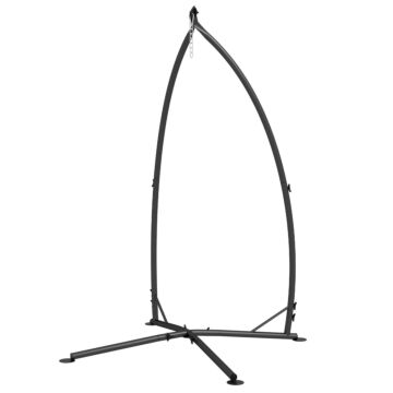 Outsunny Hammock Chair Stand, Hanging Heavy Duty Metal Frame Hammock Stand With Chain, For Hanging Hammock Air Porch Swing Chair, Egg Cahir