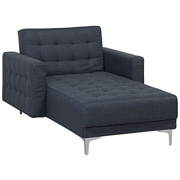 Chaise Lounge Dark Grey Tufted Fabric Modern Living Room Reclining Day Bed Silver Legs Track Arms Beliani