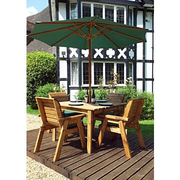 Four Seater Square Table Set - Green