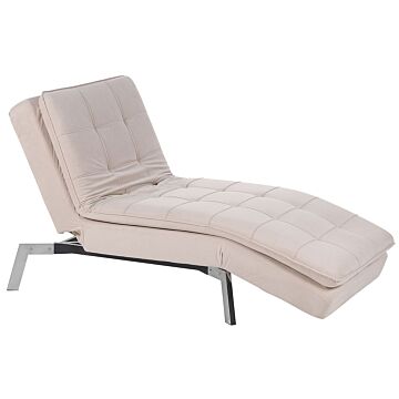 Chaise Lounge Beige Velvet Tufted Adjustable Back And Legs Modern Glam Beliani
