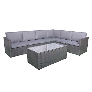 Berlin Grey Corner Lounging Set - 3 Seater & 2 Seater Sofa, Table, 1pc Armless Chair