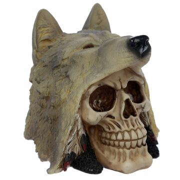 Fantasy Skull With Wolf Head Ornament