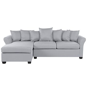 Corner Sofa Light Grey Fabric Black Legs Minimalistic Style Living Room Beliani