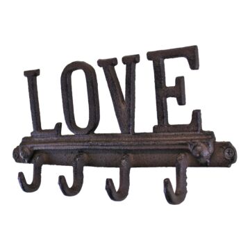Rustic Cast Iron Wall Hooks, Love Design With 4 Hooks
