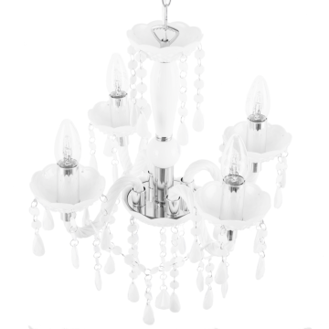 Chandelier White With Crystals 4 Light Glam Beliani