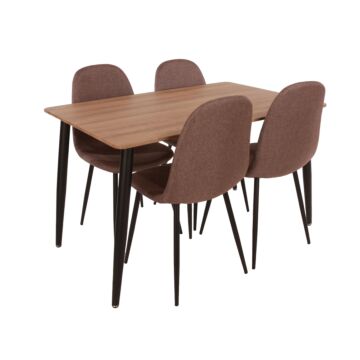 Aspen Rectangular Dining Table, Aged Oak Effect Foiled Top And 4 X Upholstered Chair Set