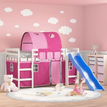 Vidaxl Kids' Loft Bed With Tunnel Without Mattress Pink 80x200 Cm