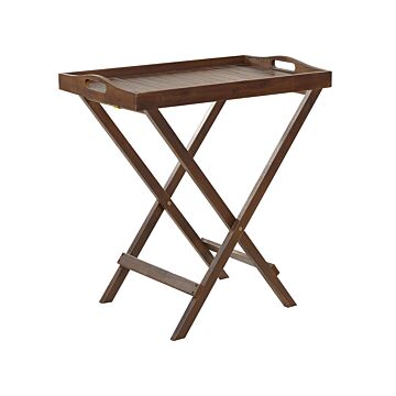 Garden Tray Table Dark Acacia Wood Removable Top Outdoor Foldable Rustic Outdoor Furniture Beliani