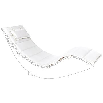 Sun Lounger Cushion White Fabric 180 X 60 Cm Padded With Head Pillow Beliani