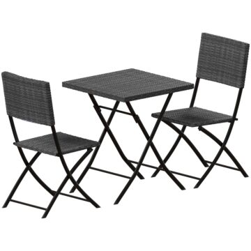 Garden Vida Capri 2 Seater Rattan Bistro Set, Grey