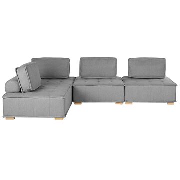 Corner Sofa Grey Polyester Fabric 300 X 200 Cm Upholstered 4 Seater Modular L-shaped Scandinavian Modern Beliani