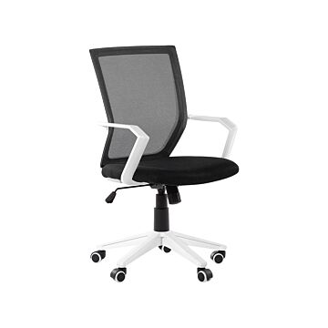 Office Chair Black Mesh White Frame Swivel Adjustable Beliani