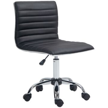Vinsetto Adjustable Swivel Office Chair With Armless Mid-back In Pu Leather And Chrome Base - Black