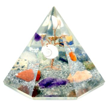 Orgonite 7 Sided Pyramid - Gemstone Wisdom Tree - 9cm