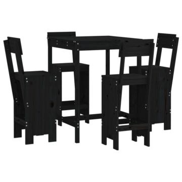 Vidaxl 5 Piece Garden Bar Set Black Solid Wood Pine