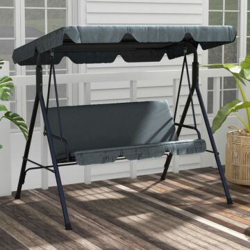 Outsunny 3-seat Swing Chair Garden Swing Seat With Adjustable Canopy, Grey