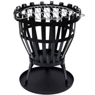 Fire Vida Steel Brazier Black, Round