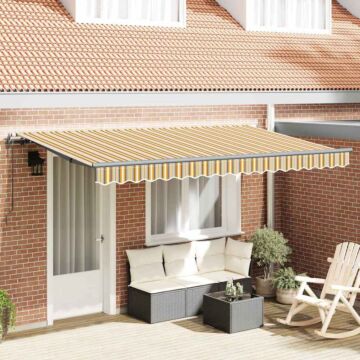 Vidaxl Retractable Awning Manual Yellow / Grey / White Anthracite 4 X 2 M