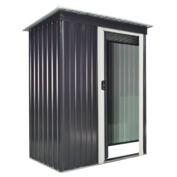 Outsunny 2 X 3ft Garden Storage Shed With Sliding Door And Sloped Roof Outdoor Equipment Tool Backyard, Black
