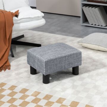 Homcom Linen Fabric Footstool Ottoman Cube With 4 Plastic Legs