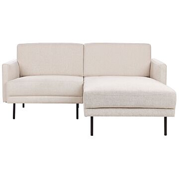 Left Hand Corner Sofa Polyester Light Beige 192 X 155 Couch 2-seater Upholstered Metal Legs Woven Fabric Cushioned Back Minimalist Modern Beliani