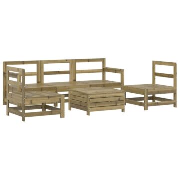 Vidaxl 6 Piece Garden Sofa Set Impregnated Wood Pine