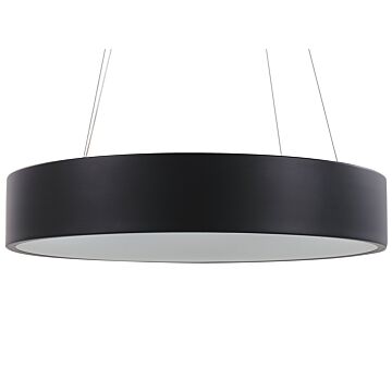 Pendant Lamp Black Steel Integrated Led Lights Ring Round Shape Hanging Modern Glamour Lighting Beliani