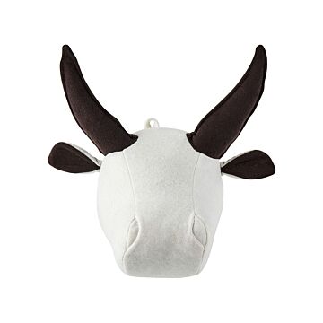 Plush Animal Head Wall Decor White Cotton Bull Head Kid's Room Toy Decoration Accessory Beliani