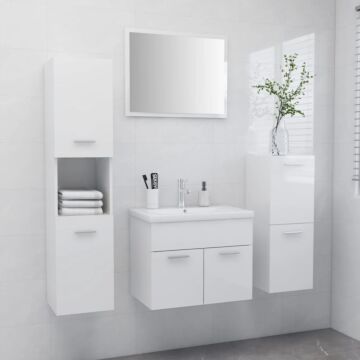 Vidaxl Bathroom Furniture Set High Gloss White Engineered Wood