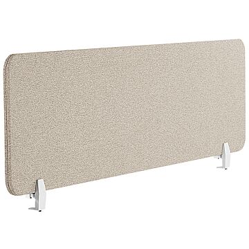 Desk Screen Beige Pet Board Fabric Cover 130 X 40 Cm Acoustic Screen Modular Mounting Clamps Home Office Beliani