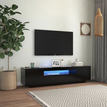 Vidaxl Tv Cabinet With Led Lights Black 160x35x40 Cm