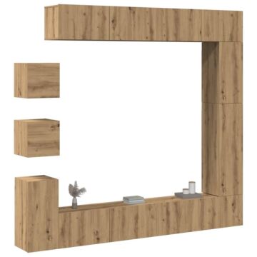 Vidaxl 9 Piece Tv Cabinet Set Wall-mounted Artisan Oak Engineered Wood