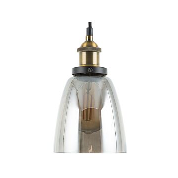 Pendant Lamp Smoked Glass Brass Metal Industrial Ceiling Light Beliani
