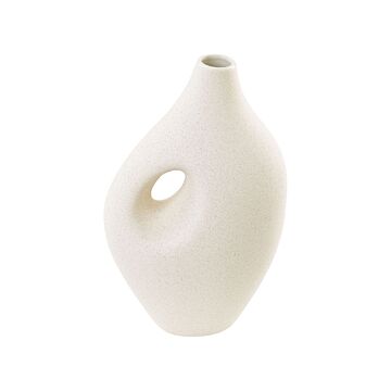 Flower Vase White Porcelain 32 Cm Decorative Handmade Tabletop Home Accessory Decoration Modern Design Beliani