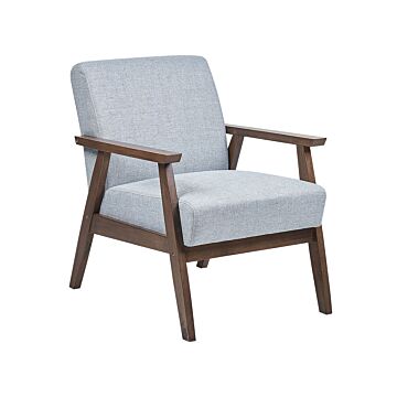 Armchair Light Grey Polyester Fabric Upholstery Retro Design Wooden Frame Armrests Living Room Beliani