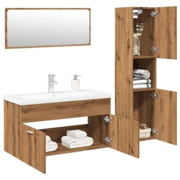Vidaxl 4 Piece Bathroom Furniture Set Artisan Oak Engineered Wood