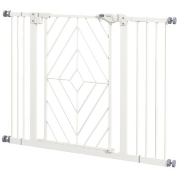 Pawhut Pressure Fit Stair Gate Dog Gate W/ Auto Closing Door, Double Locking, Easy Installation, For 74-100cm Openings - White